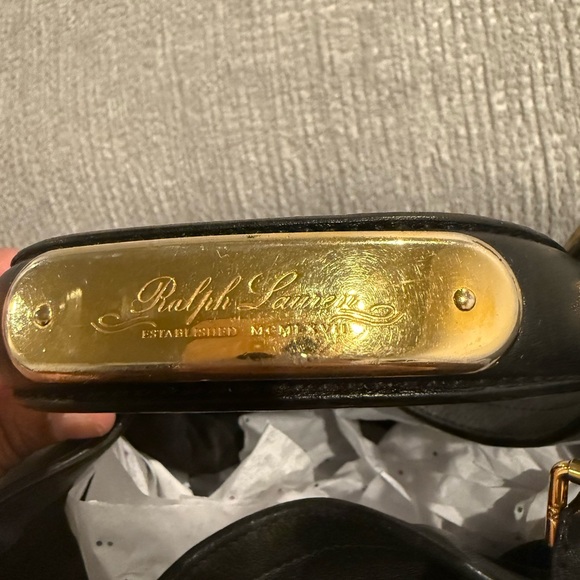 Ralph Lauren Black Leather Bag with Gold Accent - Picture 2 of 12